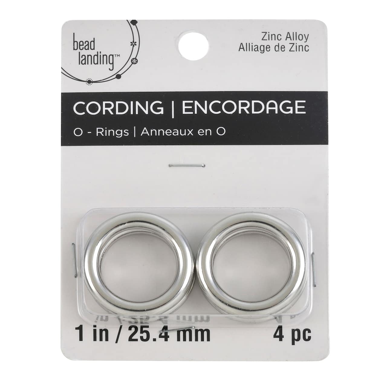 1&#x22; Rhodium O-Ring Cord Connectors by Bead Landing&#x2122;